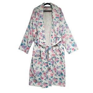 Vtg terrycloth Floral midi Robe Honors intimates L Loungewear country cottage